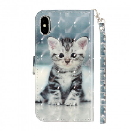 Housse iPhone X / XS Chaton Light Spots à Lanière Housse iPhone X / XS Chaton Light Spots à Lanière