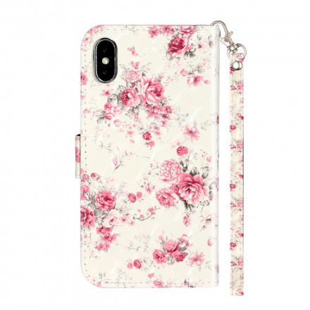 Housse iPhone X / XS Fleurs Light Spots à Lanière