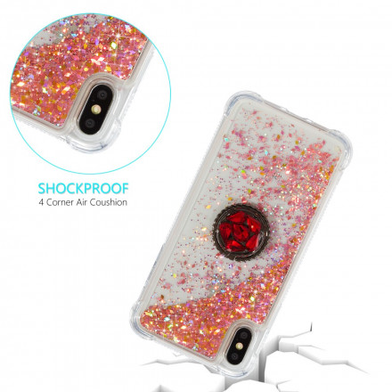 Coque iPhone X / XS Paillettes avec Anneau-Support