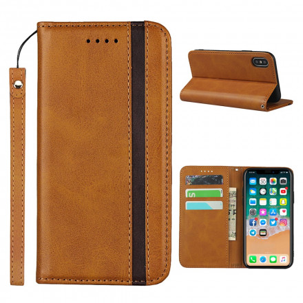 Flip Cover iPhone X / XS Effet Cuir Bicolore avec Lanière Flip Cover iPhone X / XS Effet Cuir Bicolore avec Lanière