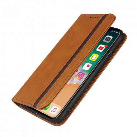 Flip Cover iPhone X / XS Effet Cuir Bicolore avec Lanière Flip Cover iPhone X / XS Effet Cuir Bicolore avec Lanière