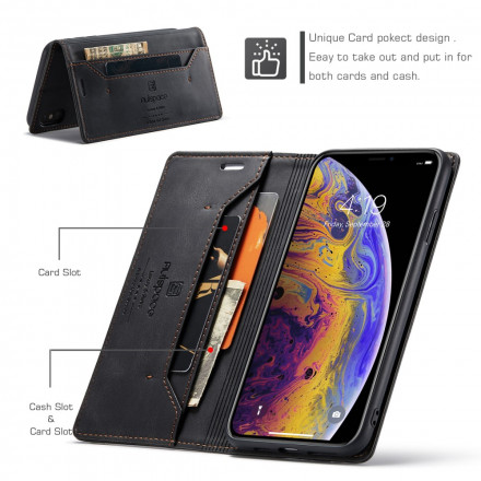 Flip Cover iPhone XS Max Effet Cuir Technologie RFID