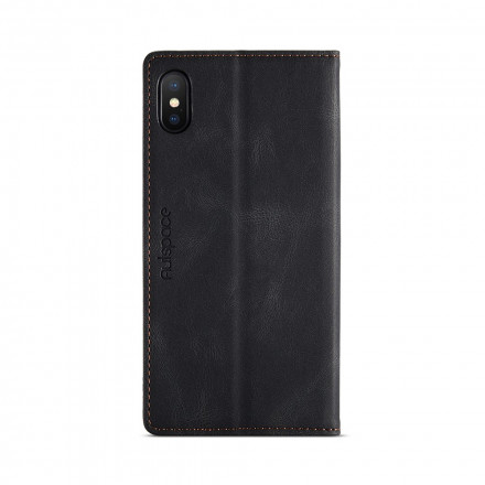 Flip Cover iPhone XS Max Effet Cuir Technologie RFID