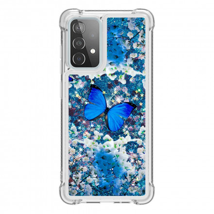 Coque Samsung Galaxy A52 4G / A52 5G Papillons Bleus Paillettes Coque Samsung Galaxy A52 4G / A52 5G Papillons Bleus Paillettes