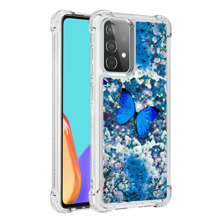 Coque Samsung Galaxy A52 4G / A52 5G Papillons Bleus Paillettes Coque Samsung Galaxy A52 4G / A52 5G Papillons Bleus Paillettes