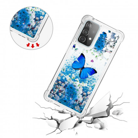 Coque Samsung Galaxy A52 4G / A52 5G Papillons Bleus Paillettes Coque Samsung Galaxy A52 4G / A52 5G Papillons Bleus Paillettes