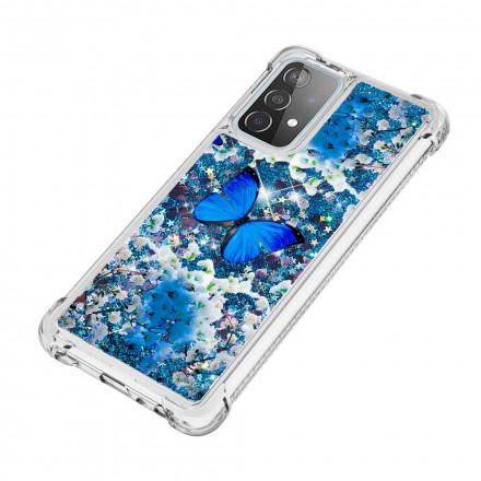 Coque Samsung Galaxy A52 4G / A52 5G Papillons Bleus Paillettes Coque Samsung Galaxy A52 4G / A52 5G Papillons Bleus Paillettes