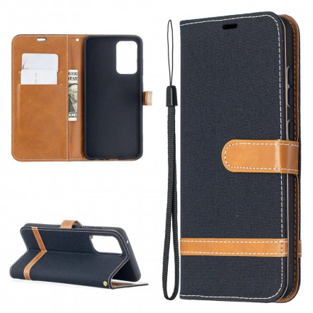 Housse Samsung Galaxy A52 4G / A52 5G Tissu et Effet Cuir à Lanière Housse Samsung Galaxy A52 4G / A52 5G Tissu et Effet Cuir à Lanière