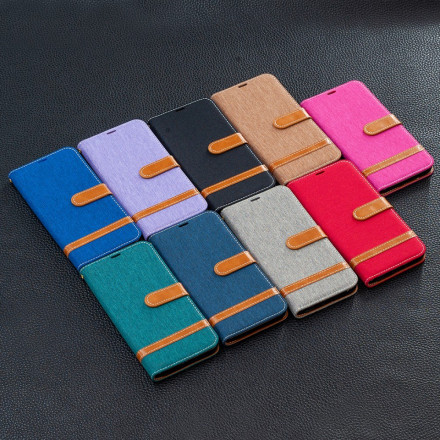 Housse Samsung Galaxy A52 4G / A52 5G Tissu et Effet Cuir à Lanière Housse Samsung Galaxy A52 4G / A52 5G Tissu et Effet Cuir à Lanière
