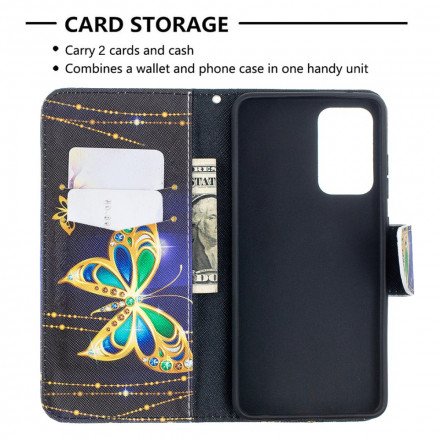 Housse Samsung Galaxy A52 4G / A52 5G Papillons Dorés Housse Samsung Galaxy A52 4G / A52 5G Papillons Dorés