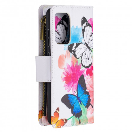 Housse Samsung Galaxy A52 4G / A52 5G Poche Zippée Papillons Housse Samsung Galaxy A52 4G / A52 5G Poche Zippée Papillons