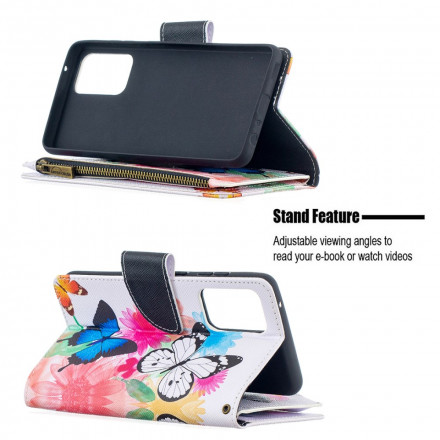 Housse Samsung Galaxy A52 4G / A52 5G Poche Zippée Papillons Housse Samsung Galaxy A52 4G / A52 5G Poche Zippée Papillons