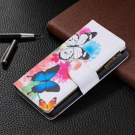 Housse Samsung Galaxy A52 4G / A52 5G Poche Zippée Papillons Housse Samsung Galaxy A52 4G / A52 5G Poche Zippée Papillons