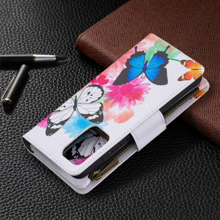 Housse Samsung Galaxy A52 4G / A52 5G Poche Zippée Papillons Housse Samsung Galaxy A52 4G / A52 5G Poche Zippée Papillons