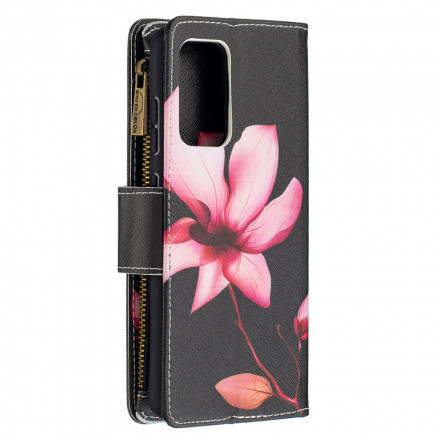 Housse Samsung Galaxy A52 4G / A52 5G Poche Zippée Fleur