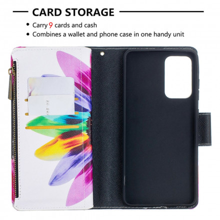 Housse Samsung Galaxy A52 4G / A52 5G Poche Zippée Fleur Housse Samsung Galaxy A52 4G / A52 5G Poche Zippée Fleur