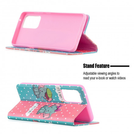 Flip Cover Samsung Galaxy A52 4G / A52 5G Bébés Éléphants Flip Cover Samsung Galaxy A52 4G / A52 5G Bébés Éléphants