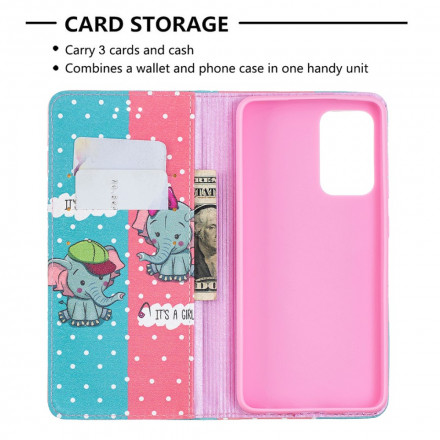 Flip Cover Samsung Galaxy A52 4G / A52 5G Bébés Éléphants Flip Cover Samsung Galaxy A52 4G / A52 5G Bébés Éléphants