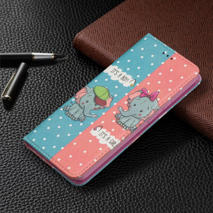 Flip Cover Samsung Galaxy A52 4G / A52 5G Bébés Éléphants Flip Cover Samsung Galaxy A52 4G / A52 5G Bébés Éléphants