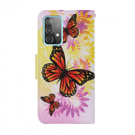 Housse Samsung Galaxy A52 4G / A52 5G Papillons et Fleurs d'Été