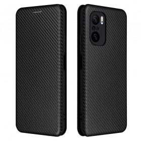 Flip Cover Poco F3 Fibre Carbone avec Anneau Support