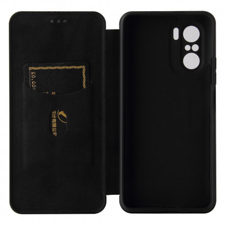 Flip Cover Poco F3 Fibre Carbone avec Anneau Support