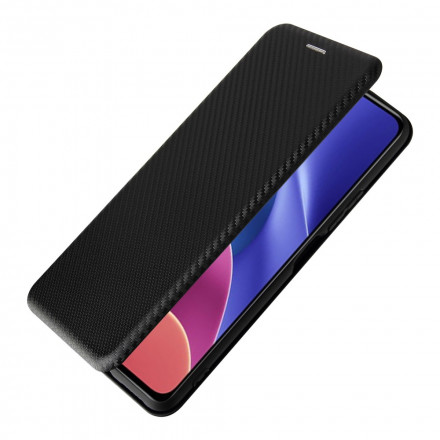 Flip Cover Poco F3 Fibre Carbone avec Anneau Support