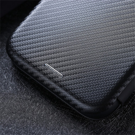 Flip Cover Poco F3 Fibre Carbone avec Anneau Support