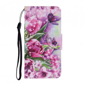Housse Samsung Galaxy A72 4G / A72 5G Papillons et Tulipes