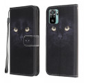 Housse Xiaomi Redmi Note 10 / Note 10s Yeux de Chat Noir à Lanière