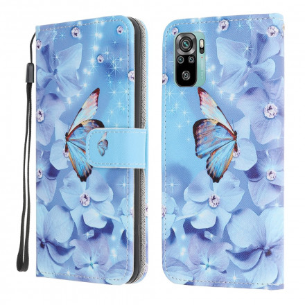 Housse Xiaomi Redmi Note 10 / Note 10s Papillons Diamants à Lanière Housse Xiaomi Redmi Note 10 / Note 10s Papillons Diamants à Lanière