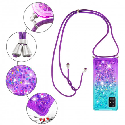 Coque Samsung Galaxy A71 5G Silicone Paillettes et Cordon