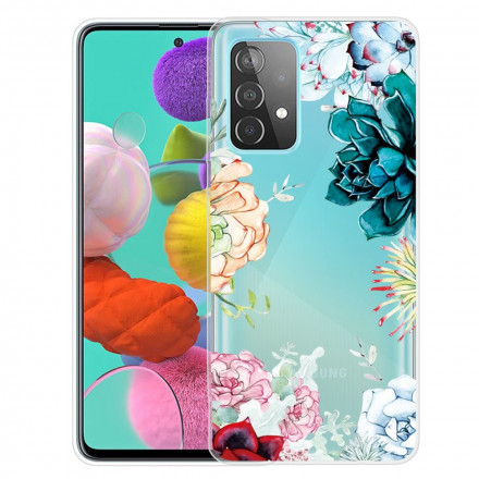 Coque Samsung Galaxy A32 4G Transparente Fleurs Aquarelle