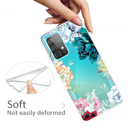 Coque Samsung Galaxy A32 4G Transparente Fleurs Aquarelle