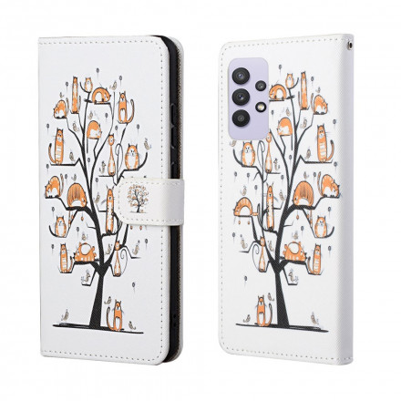 Housse Samsung Galaxy A432 4G Funky Cats à Lanière Housse Samsung Galaxy A432 4G Funky Cats à Lanière