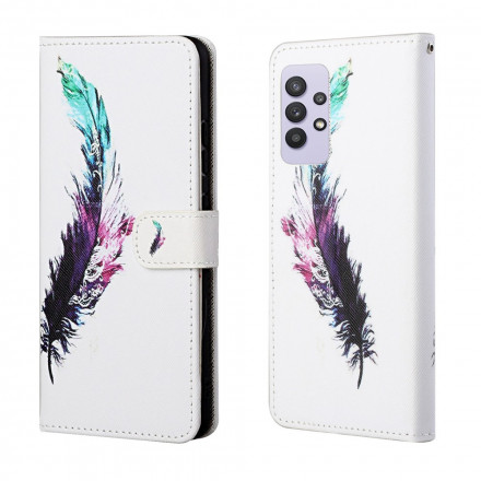 Housse Samsung Galaxy A32 4G Plume à Lanière Housse Samsung Galaxy A32 4G Plume à Lanière