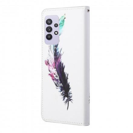 Housse Samsung Galaxy A32 4G Plume à Lanière Housse Samsung Galaxy A32 4G Plume à Lanière