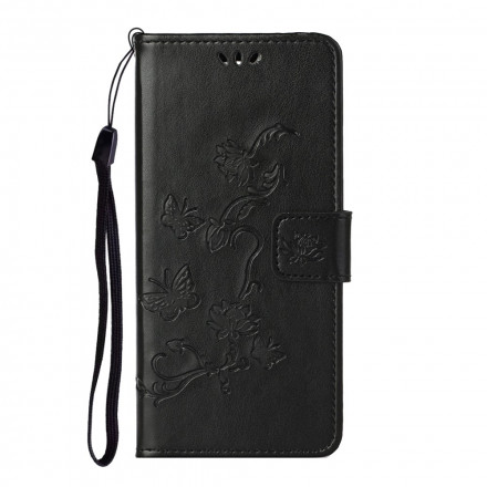 Housse Samsung Galaxy A32 4G Papillons et Fleurs à Lanière Housse Samsung Galaxy A32 4G Papillons et Fleurs à Lanière