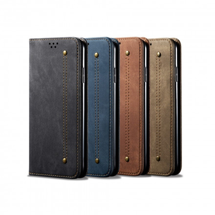 Flip Cover Xiaomi Redmi Note 10 / Note 10s Tissu Jeans Flip Cover Xiaomi Redmi Note 10 / Note 10s Tissu Jeans