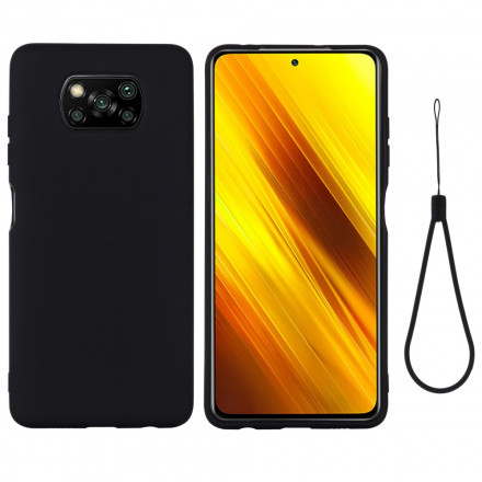 Coque Poco X3 Conception Silicone Liquide avec Lanière