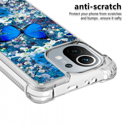 Coque Xiaomi Mi 11 Papillons Bleus Paillettes Coque Xiaomi Mi 11 Papillons Bleus Paillettes