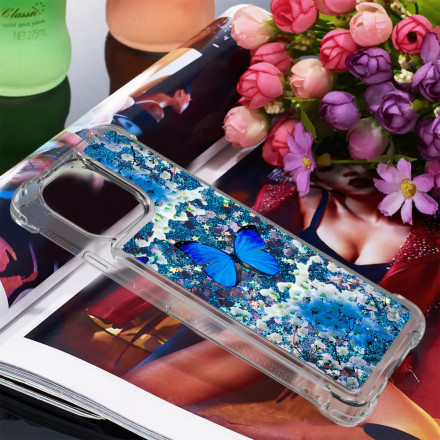 Coque Xiaomi Mi 11 Papillons Bleus Paillettes Coque Xiaomi Mi 11 Papillons Bleus Paillettes