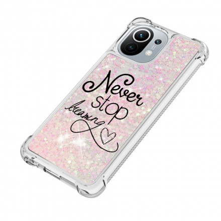 Coque Xiaomi Mi 11 Never Stop Dreaming Paillettes Coque Xiaomi Mi 11 Never Stop Dreaming Paillettes