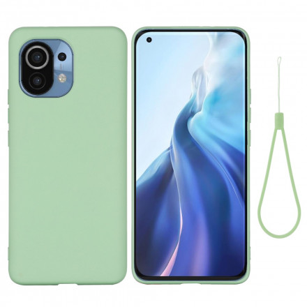 Coque Xiaomi Mi 11 Silicone Liquide Avec Lanière Coque Xiaomi Mi 11 Silicone Liquide Avec Lanière