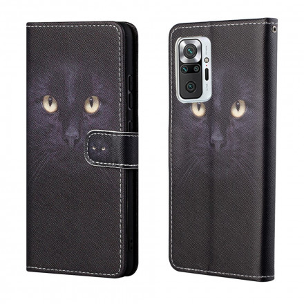 Housse Xiaomi Redmi Note 10 Pro Yeux de Chat Noir à Lanière Housse Xiaomi Redmi Note 10 Pro Yeux de Chat Noir à Lanière