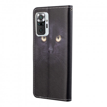 Housse Xiaomi Redmi Note 10 Pro Yeux de Chat Noir à Lanière Housse Xiaomi Redmi Note 10 Pro Yeux de Chat Noir à Lanière