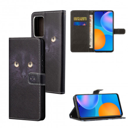 Housse Xiaomi Redmi Note 10 Pro Yeux de Chat Noir à Lanière Housse Xiaomi Redmi Note 10 Pro Yeux de Chat Noir à Lanière