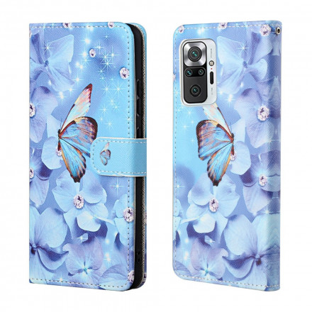 Housse Xiaomi Redmi Note 10 Pro Papillons Diamants à Lanière Housse Xiaomi Redmi Note 10 Pro Papillons Diamants à Lanière