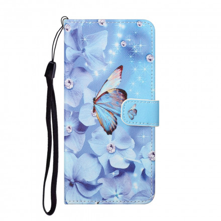 Housse Xiaomi Redmi Note 10 Pro Papillons Diamants à Lanière Housse Xiaomi Redmi Note 10 Pro Papillons Diamants à Lanière
