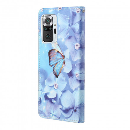 Housse Xiaomi Redmi Note 10 Pro Papillons Diamants à Lanière Housse Xiaomi Redmi Note 10 Pro Papillons Diamants à Lanière